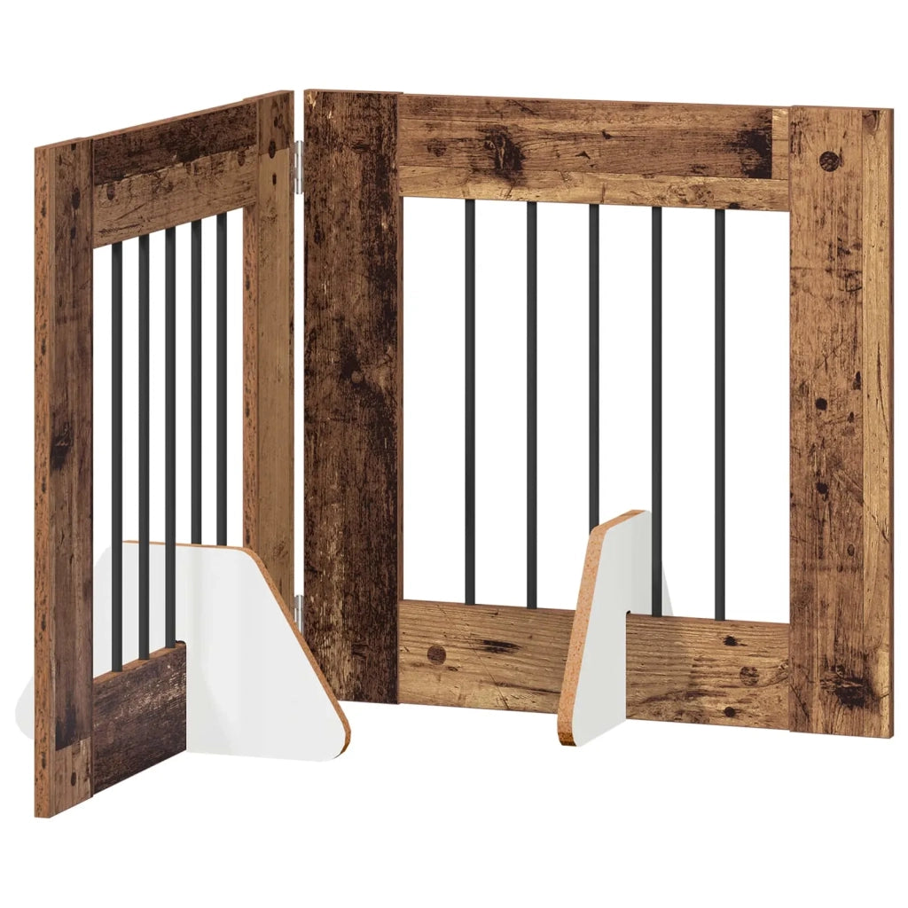 Cancello per cani con supporti 2 pz Legno antico 60 x 60 cm CFW7035433