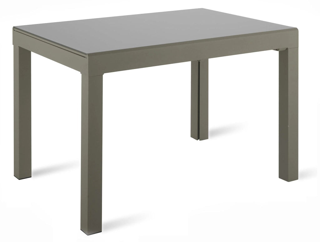 Tavolo Allungabile 120/350x83x75 cm in Metallo con Top in Vetro Grigio