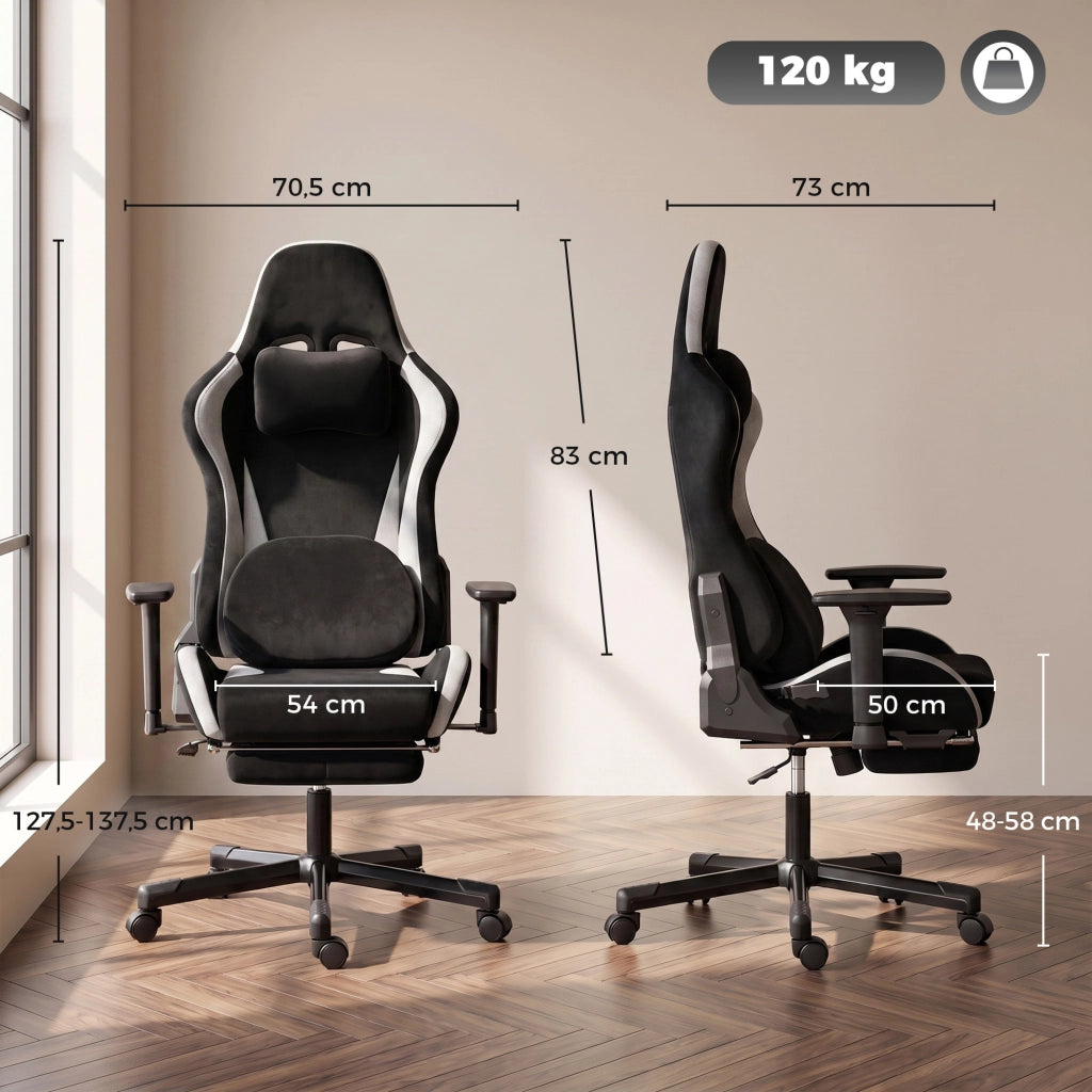 Gaming Stuhl Ergonomischer Gaming Sessel mit Knetmassage und Wärme