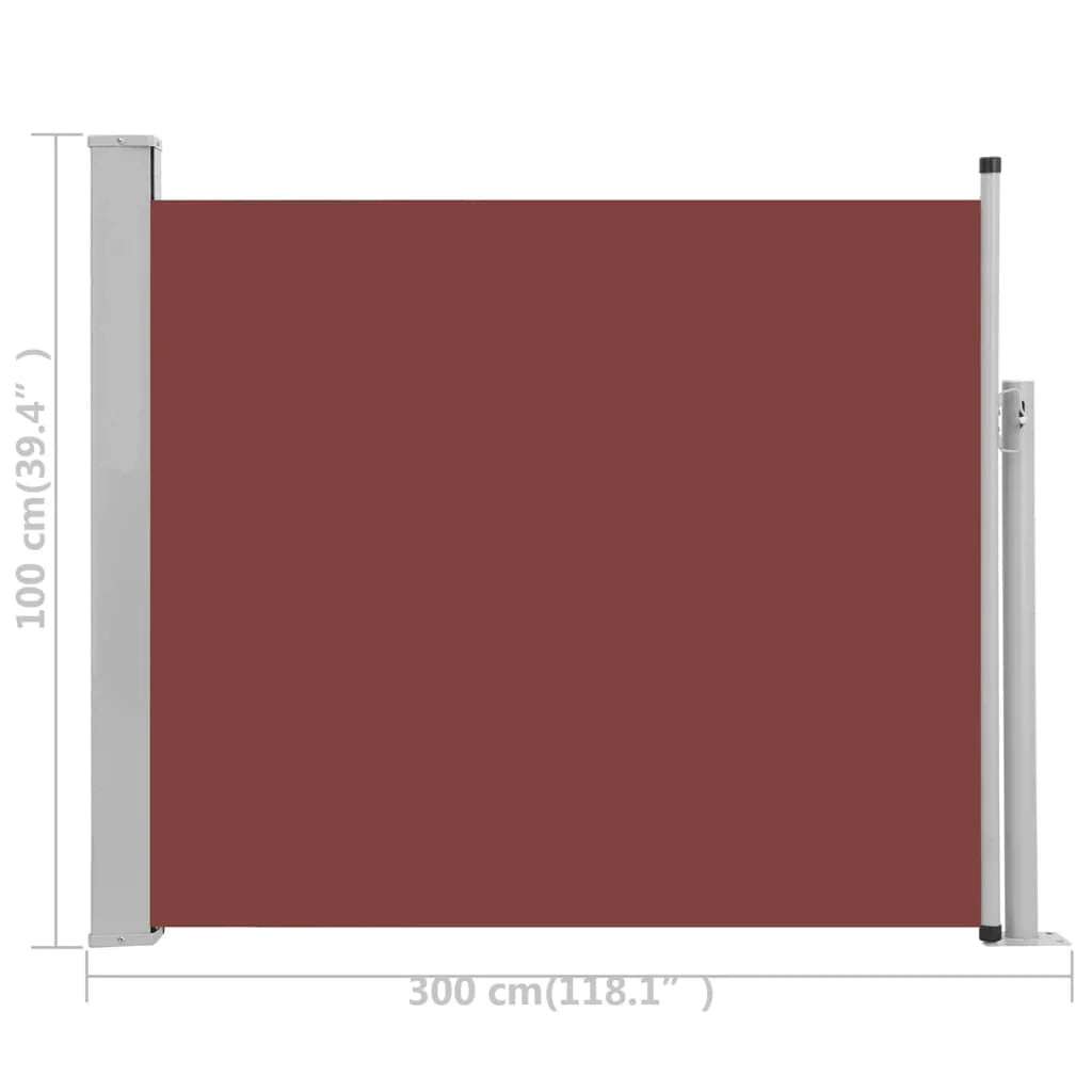Tenda da sole laterale retrattile/schermo protettivo per patio giardino terrazza balcone 100 x 300 cm marrone 02_0007184