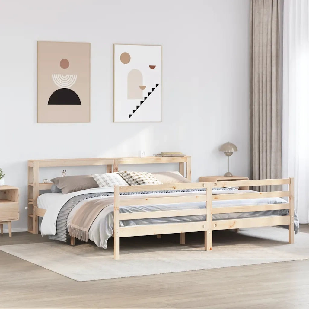 Letto senza Materasso-Struttura Letto 200x200 cm in Legno Massello di Pino 737596