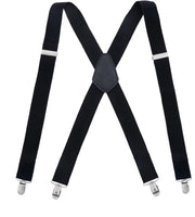 Bretelle per Uomo - Bretelle per Uomo con 4 Clip Larghe - Bretelle Nero - Bretelle per Uomo - Bretelle per Abbigliamento da Lavoro/Abbigliamento da Natale/Abbigliamento da Sci - Nero
