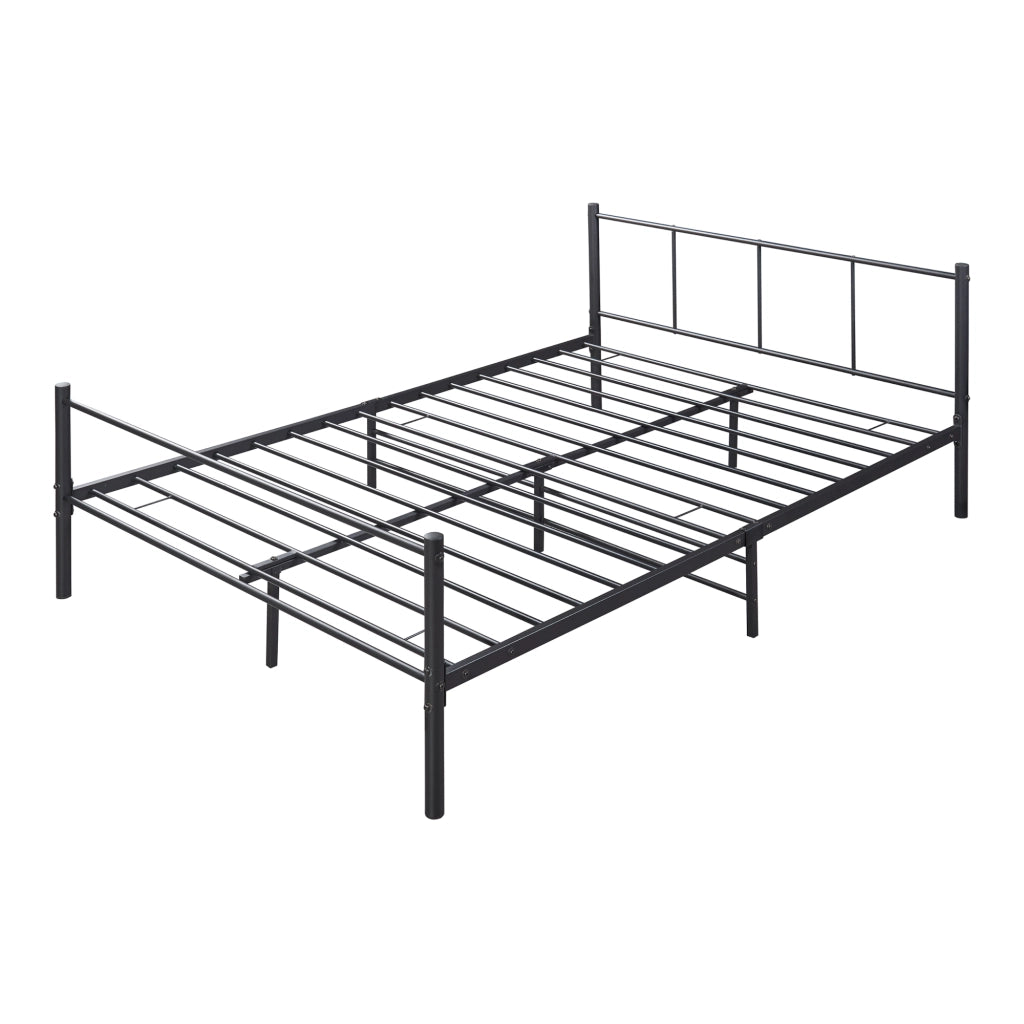 Letto Francese Laos con Materasso 140x200 cm Letto in Acciaio con Testiera e Pediera - Nero [en.casa]