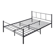 Letto Francese Laos con Materasso 140x200 cm Letto in Acciaio con Testiera e Pediera - Nero [en.casa]