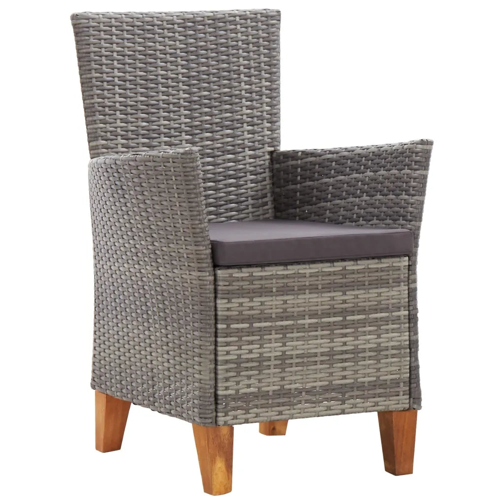 Set Pranzo da Giardino 9 pz Polyrattan e Legno d'Acacia Grigio 46002