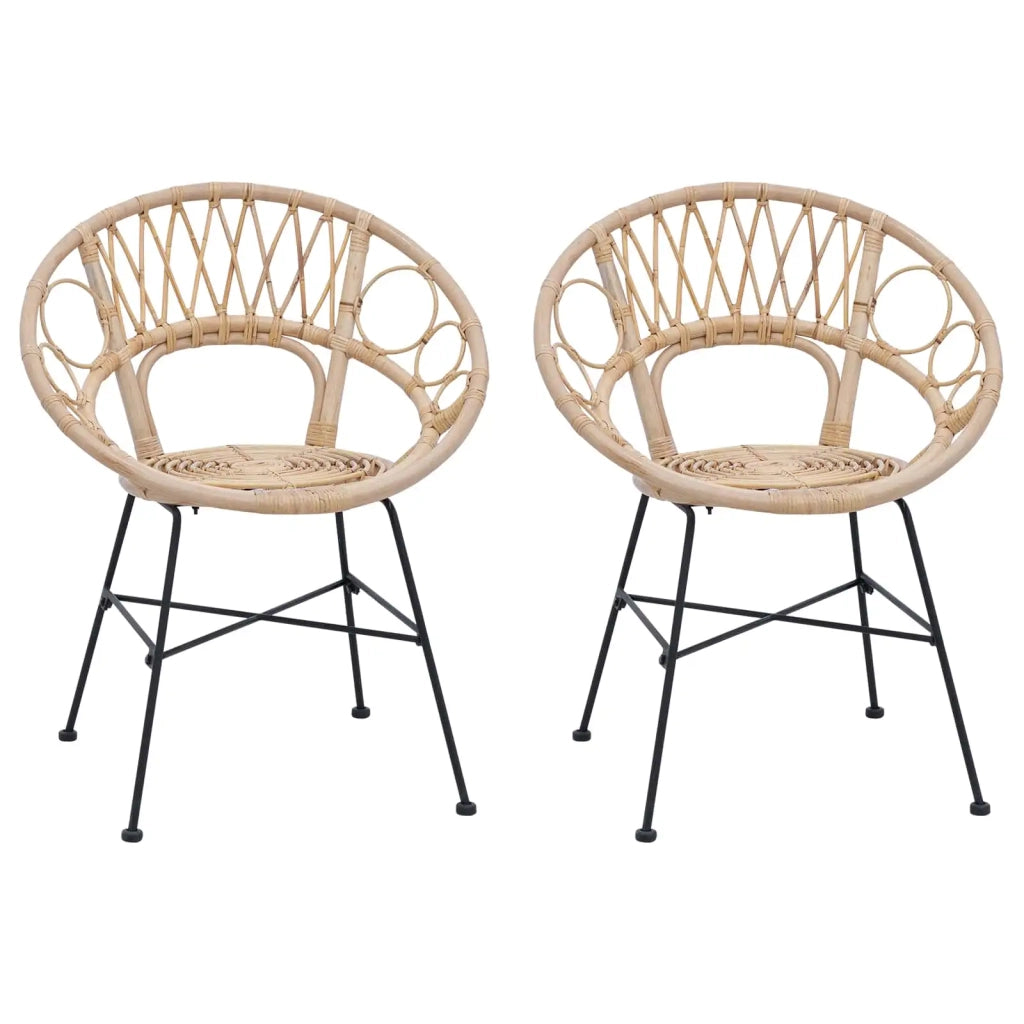 Sedia da pranzo 2 pcs Naturale 49 x 51 x 81 cm Rattan e Ferro
