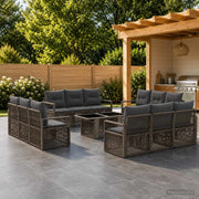Set Divano da Giardino 13 pz Grigio e Grigio Scuro polyrattan 3437072