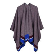Sciarpa in cashmere spaccata, elegante scialle/poncho oversize a righe da donna, perfetto per l'aria condizionata.