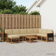 Set di divani da esterno 9 pz Naturale e Beige Poliestere 3385464