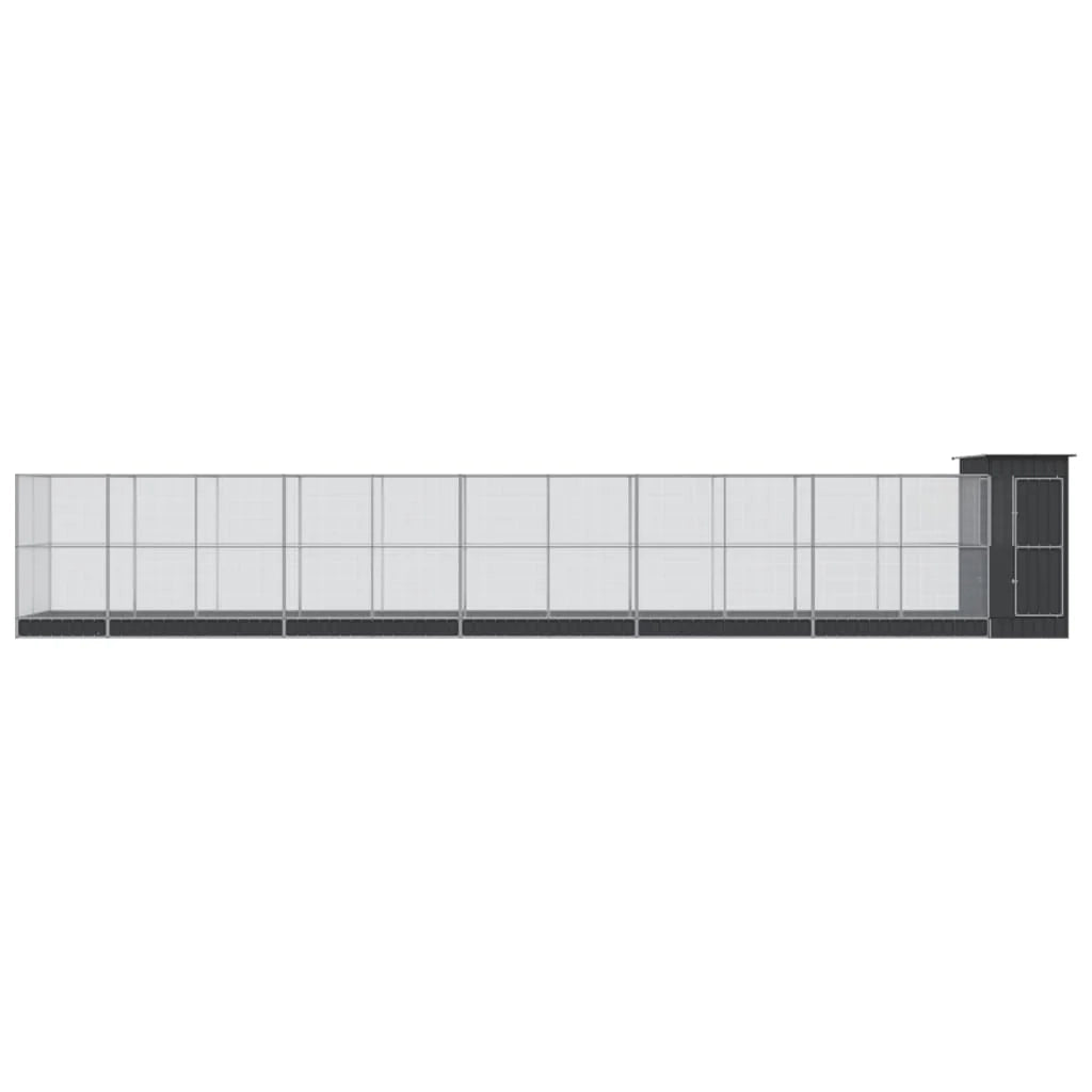 Voliera a gabbia con estensione in argento 1244 x 203 x 216 cm acciaio argento 02_0045647