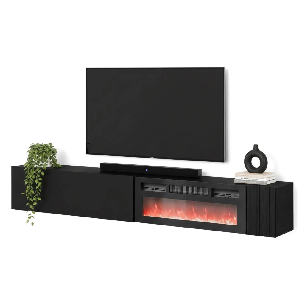 Sindia, Mobile Porta tv un Ripiano, 200x29.8x30.5h cm Nero Antracite