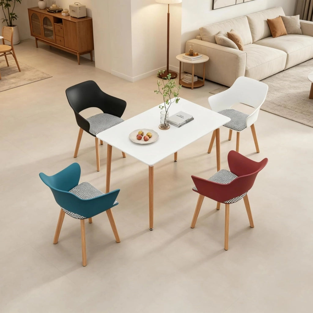 GrandCA HOME Set di 6 Sedie da Cucina Nordica Sedia da Pranzo con Gambe in Legno Massello, Sedie Imbottite per Camera da Letto, Soggiorno, Cucina,Verde-N