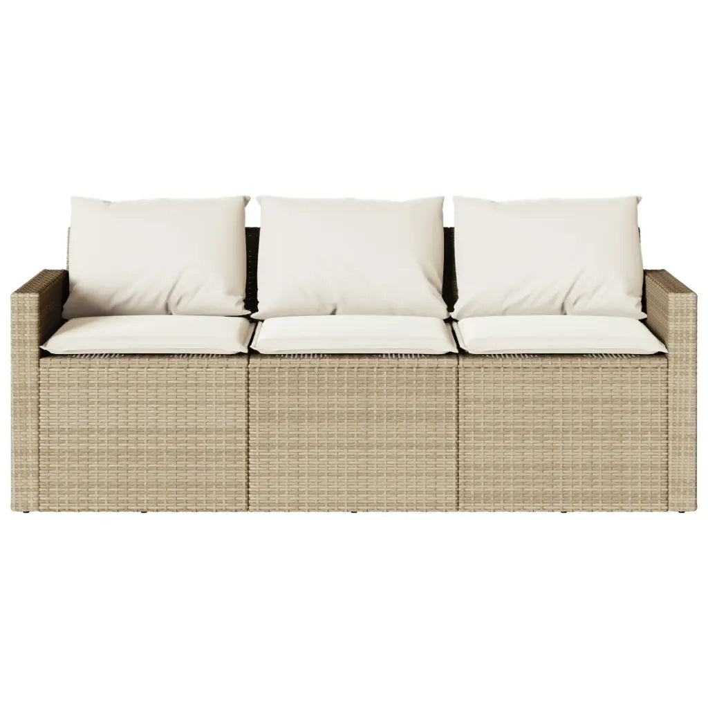 Divano da Giardino con Cuscini a 3 Posti Beige in Polyrattan 366344