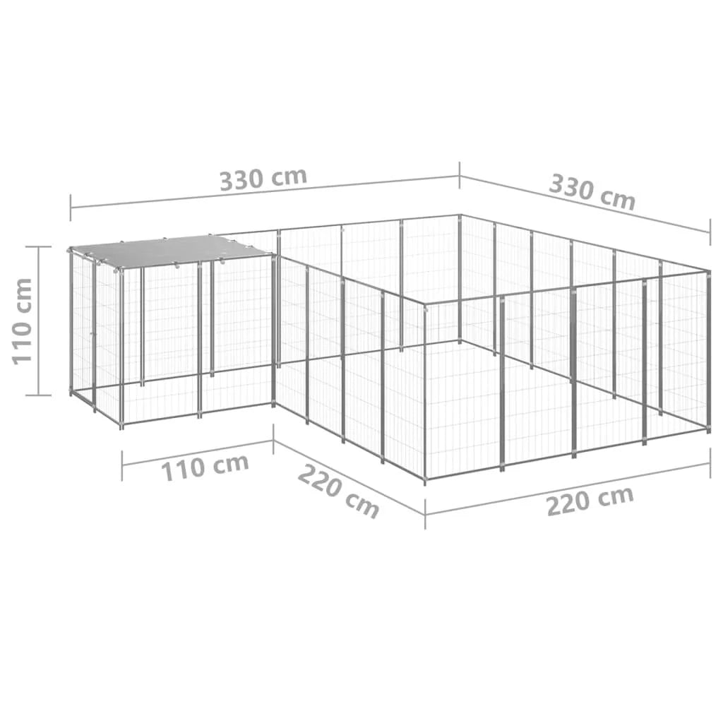 Gabbia per animali da esterno per cani recinto per animali argento 8,47 m² acciaio 02_0000304