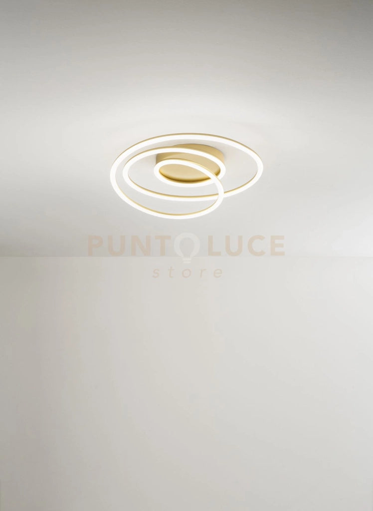 Plafoniera in alluminio colore oro opaco Spira LED 63W 3000K 3600Lm dimmerabile