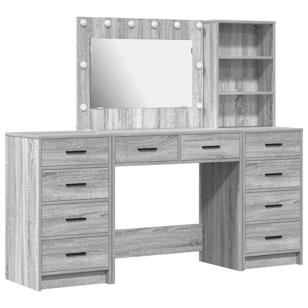 Tavolo da Trucco 3 pcs Grigio Sonoma Legno multistrato 3334214