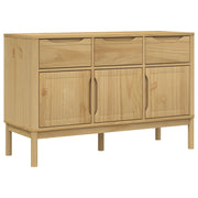 Buffet credenza cassettiera armadio mobile contenitore organizer cucina soggiorno salotto finitura a cera 114 x 43 x 74 cm legno di pino massello marrone 02_0031758