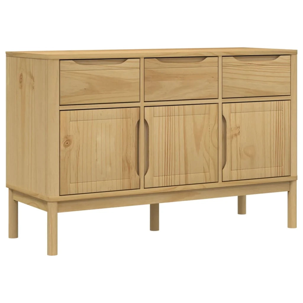 Buffet credenza cassettiera armadio mobile contenitore organizer cucina soggiorno salotto finitura a cera 114 x 43 x 74 cm legno di pino massello marrone 02_0031758