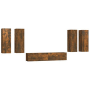 Set di Mobili Porta TV 6 pz | Armadietto TV | Mobile Porta TV Rovere Fumo in Legno Multistrato