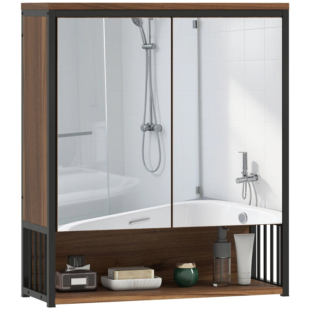 Armadietto Specchio Sospeso per Bagno ¨C zephmum ¨C Marrone 60x30x