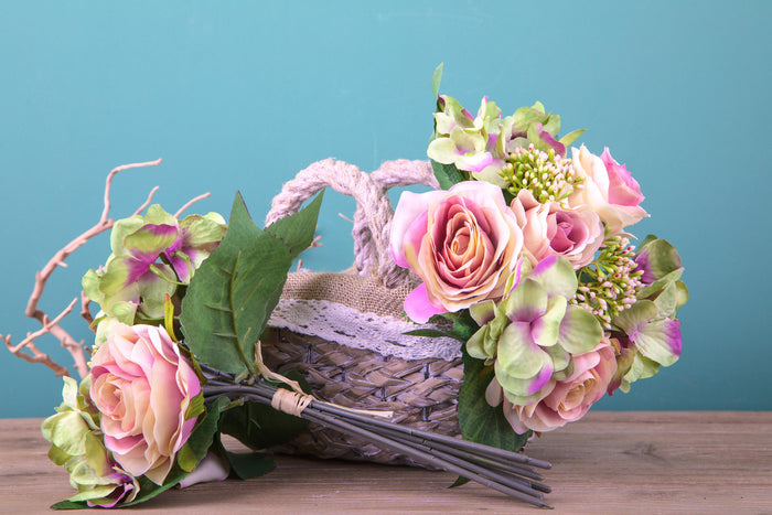 Set 3 Bouquet Artificiali con Rose H 31 cm