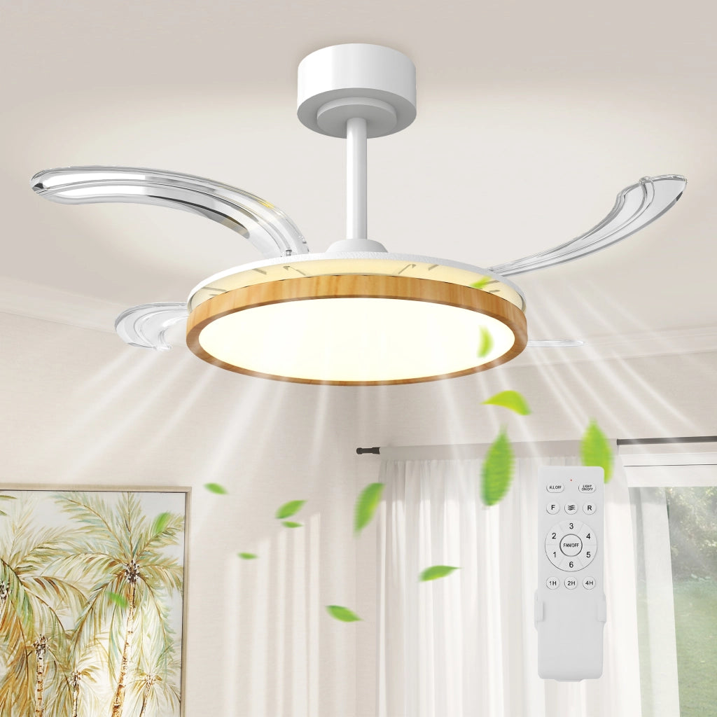Ventilatore a Soffitto con Luce e Telecomando ¨C zephmum ¨C Legno Naturale 95 cm