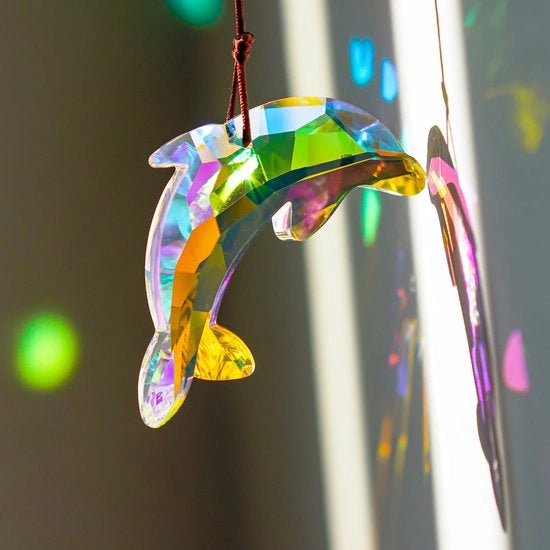 Decorazione con Prisma di Delfino - Riflesso di Luce - Adatto per Feste - 76mm - Decorazione per Finestre
