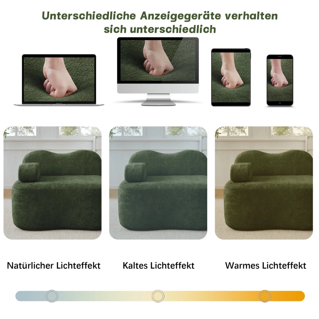 Divano modulare ad angolo in velluto verde 384x98x70 cm con seduta profonda e pouf collegabile