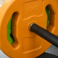 Set Bilanciere e Dischi da 20 kg totali Antiscivolo con 6 Pesi e 2 Clip di Fissaggio, Ø28x130 cm, Multicolore