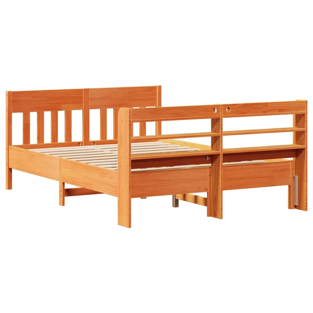 Letto senza Materasso Marrone Cera 140x190 cm in Legno di Pino