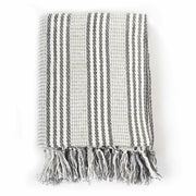 Copriletto in Cotone a Righe 220x250 cm Grigio e Bianco 245329