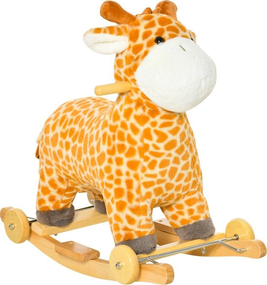 Schommelpaard 2-in-1 schommeldier per bambini con ruote colorate gialle, modello 330-136