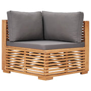 Divano Angolare da Giardino con Cuscino Grigio Massello di Teak cod mxl 68496