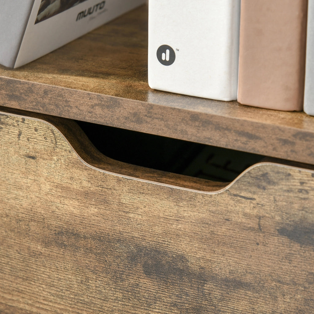 Libreria con Armadietto e Cassetti Stile Industriale ¨C Zephmum ¨C Nero e Legno 58x24x122 cm