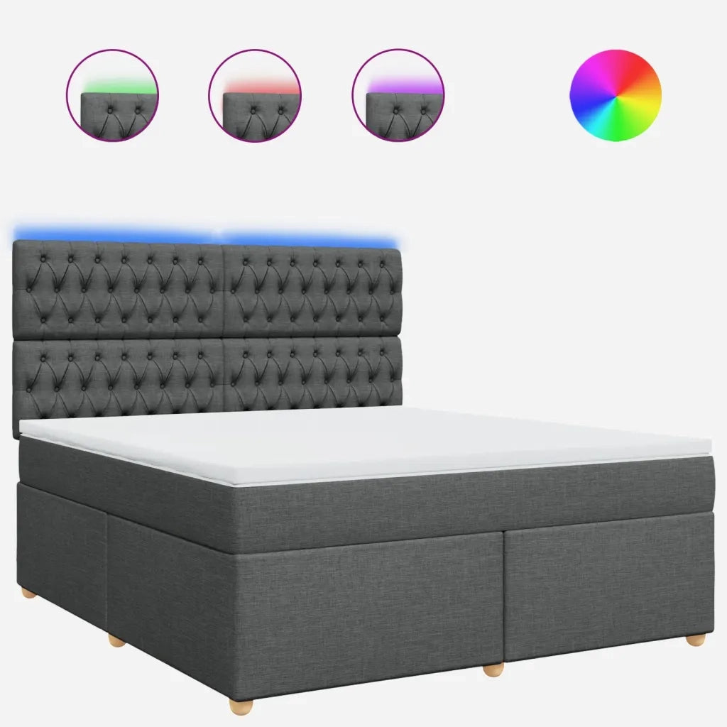 Giroletto a Molle con Materasso Grigio Scuro 180x200 cm Tessuto