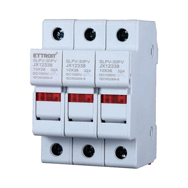 Portafusibile Modulare DC Fotovoltaico 3P 3M D10X38mm 32A DC 1000V IP20 IEC60269-6
