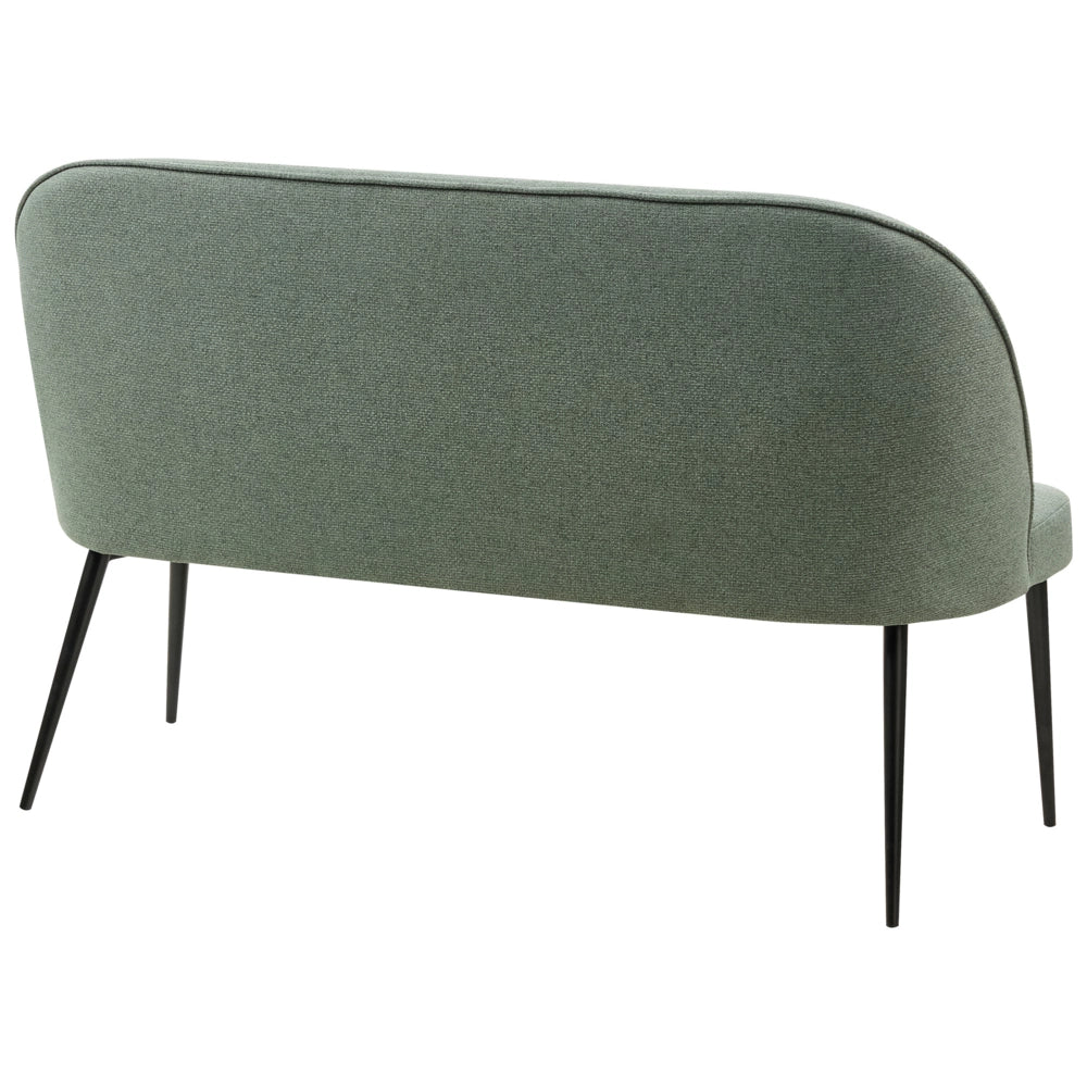 Divano da cucina Rivestimento in tessuto verde Struttura in metallo a 2 posti Gambe nere Panca