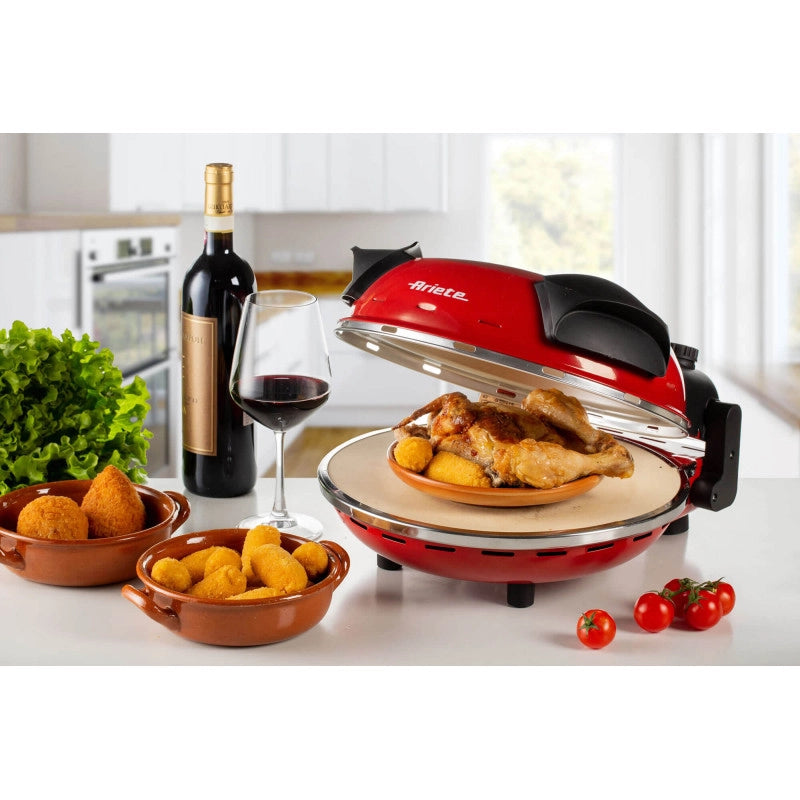 Forno Pizza - 4 Minuti - Piastra in Pietra Refrattaria - 1200W - Nero