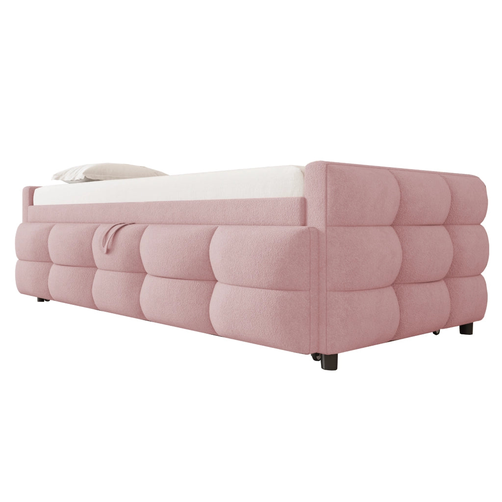Letto estraibile con rete a doghe velluto teddy 90x190 cm