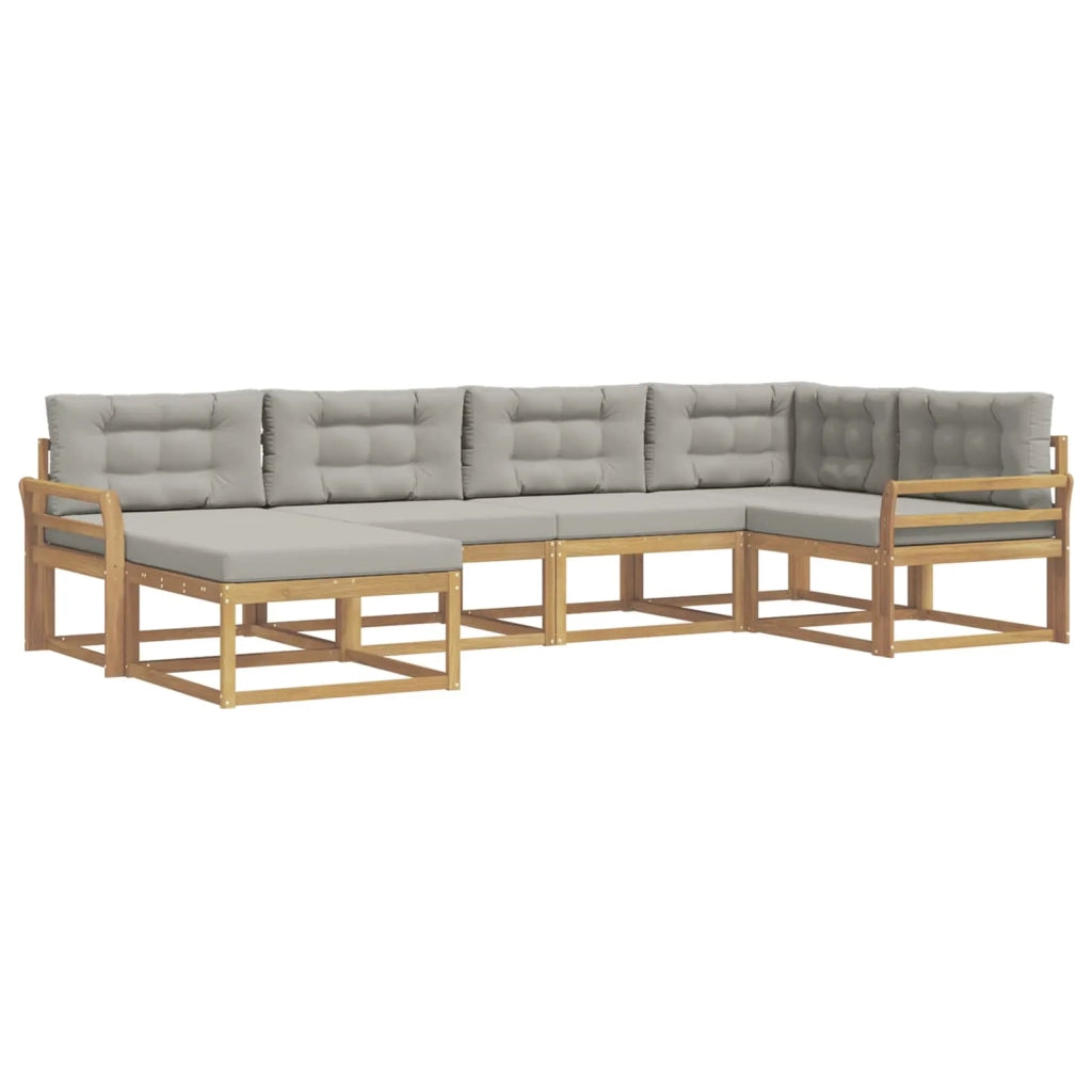 Set di divani da esterno 5 pcs Bianco e Grigio Chiaro
