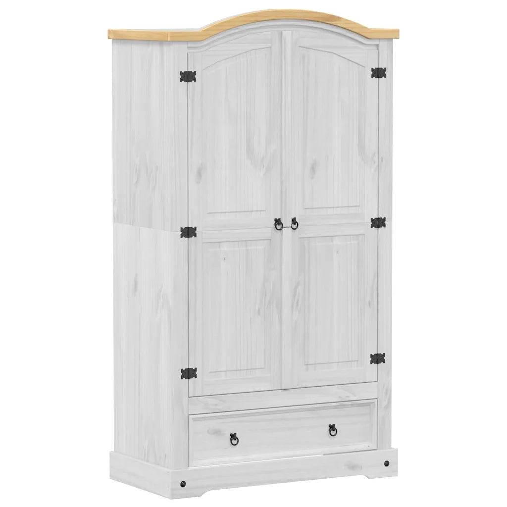 Armadio Corona Bianco 102x52x186 cm in Legno Massello di Pino 4012157