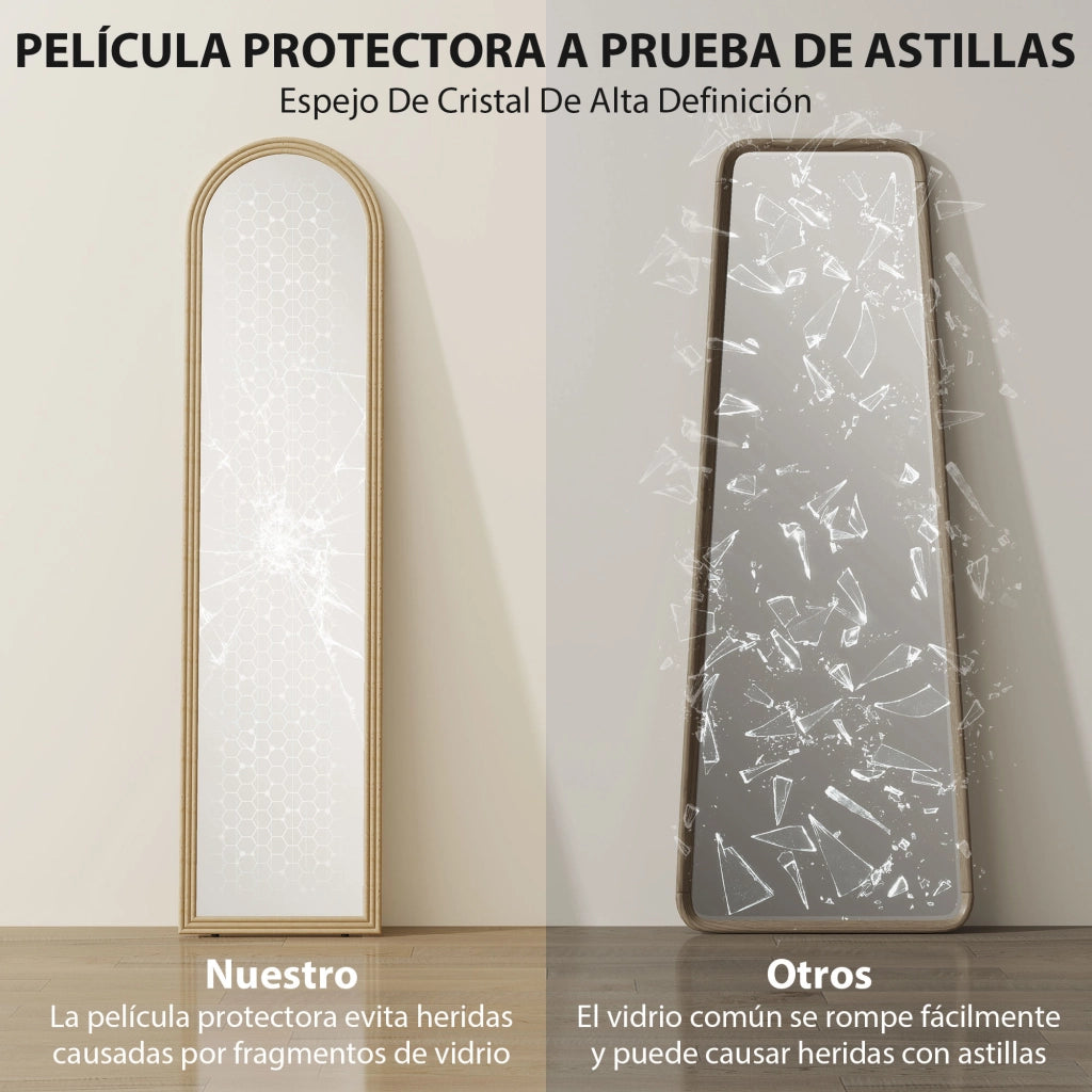 Specchio a Pieno Corpo con Cornice Effetto Pietra ¨C zephmum ¨C 40x3.7x160 cm Beige