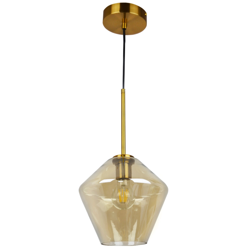Lampada a sospensione Polux Grea vetro ambra E27 Ø23 cm