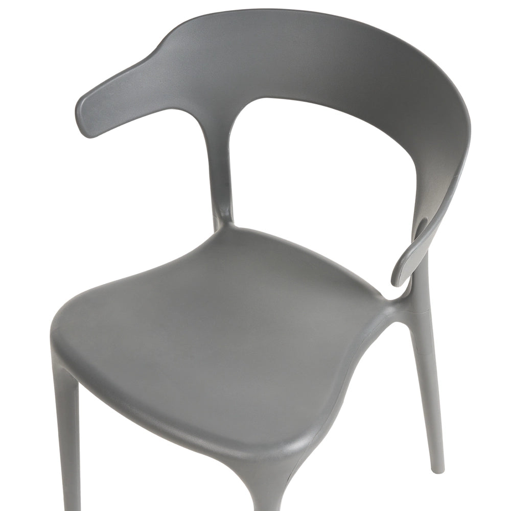 Set di 4 sedie polipropilene resistente colore grigio per interno ed esterno stile moderno