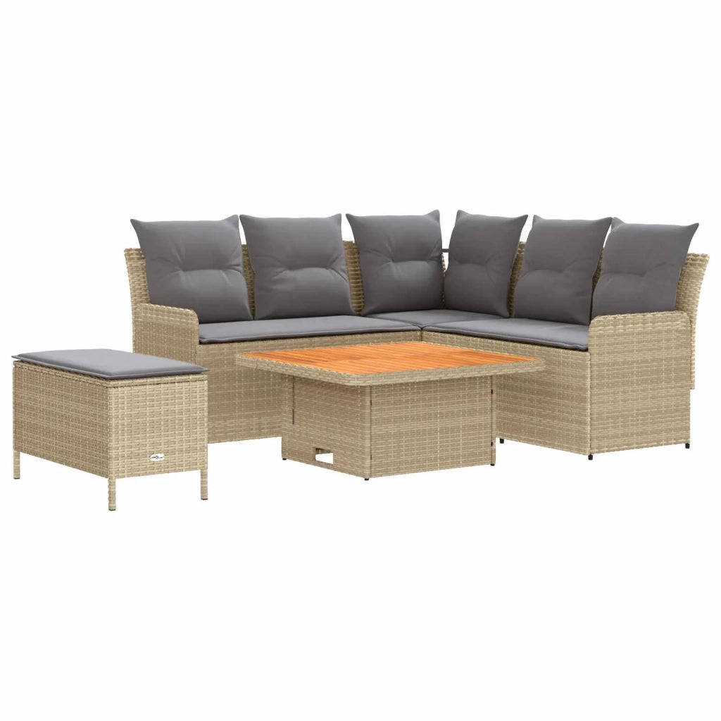 Set di Mobili 5 pcs Beige e Grigio Chiaro Rattan in PE
