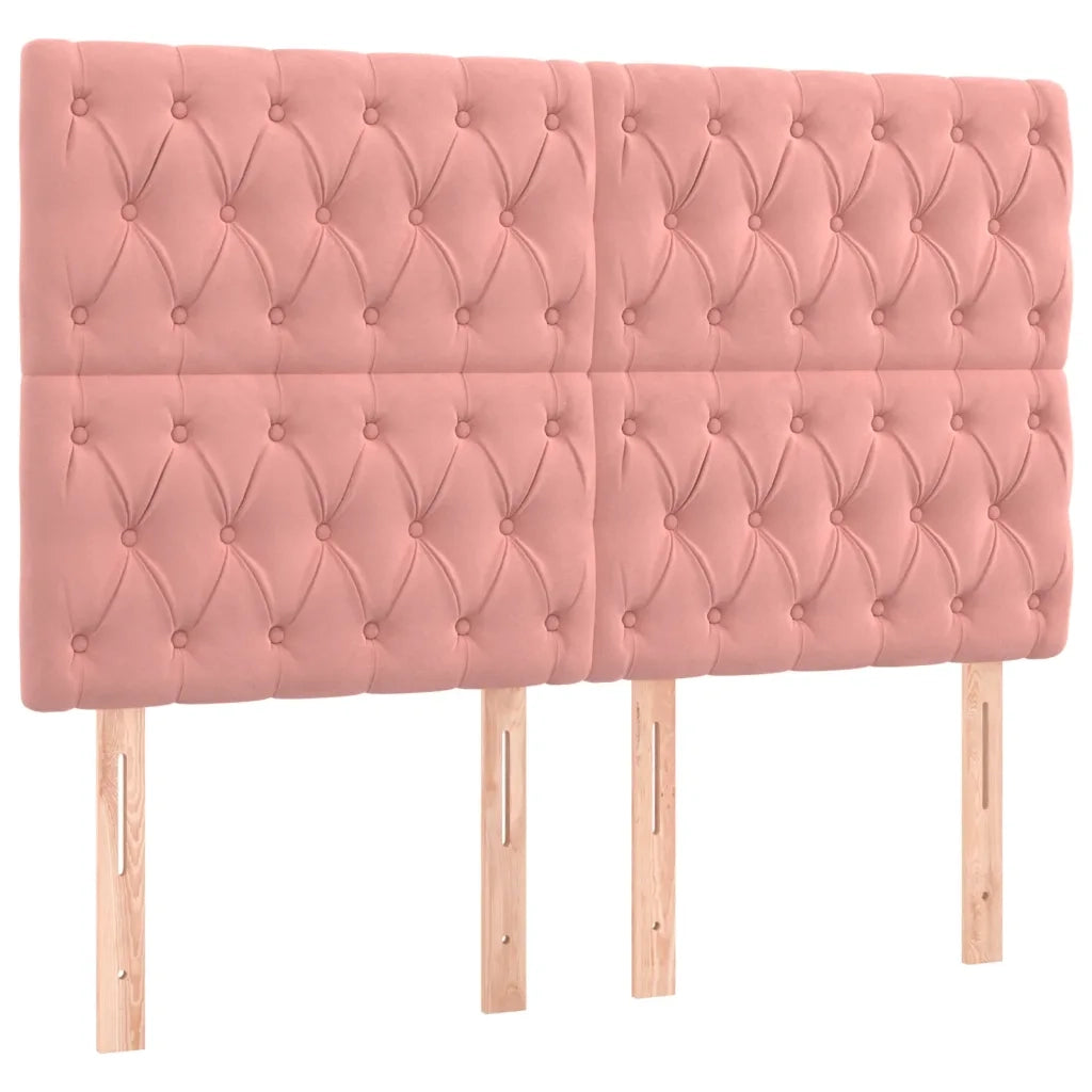 Letto a Molle con Materasso e LED Rosa 160x200 cm in Velluto