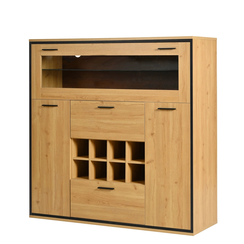 Credenza con Cantinetta ¨C Xylo ¨C Ante Doppie, Ripiani in Vetro, Portabottiglie