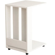 Tavolino Ausiliario da Soggiorno 45x37,5x60 cm con Ruote Affiancabile al Divano in Legno Bianco Tortora Bianco Antico