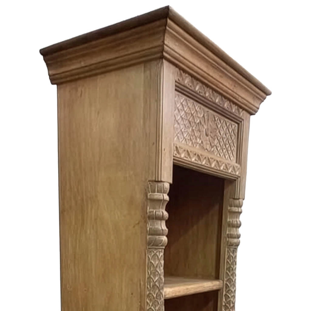 Libreria in legno con finitura artigianale marrone, 57x38x180h cm