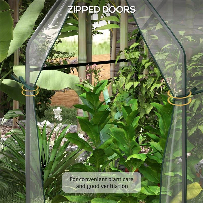 MINI SERRA DA GIARDINO CON 2 PORTE AVVOLGIBILI E COPERTURA IN PE 90X90X145CM, TRASPARENTE